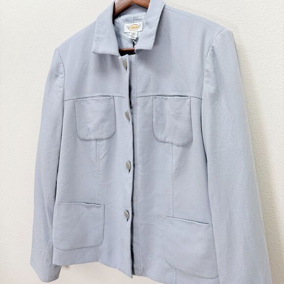 Talbots Wool Safari Utility Jacket Blazer Size 14 Light Blue Japan Vtg Career - Picture 3 of 15